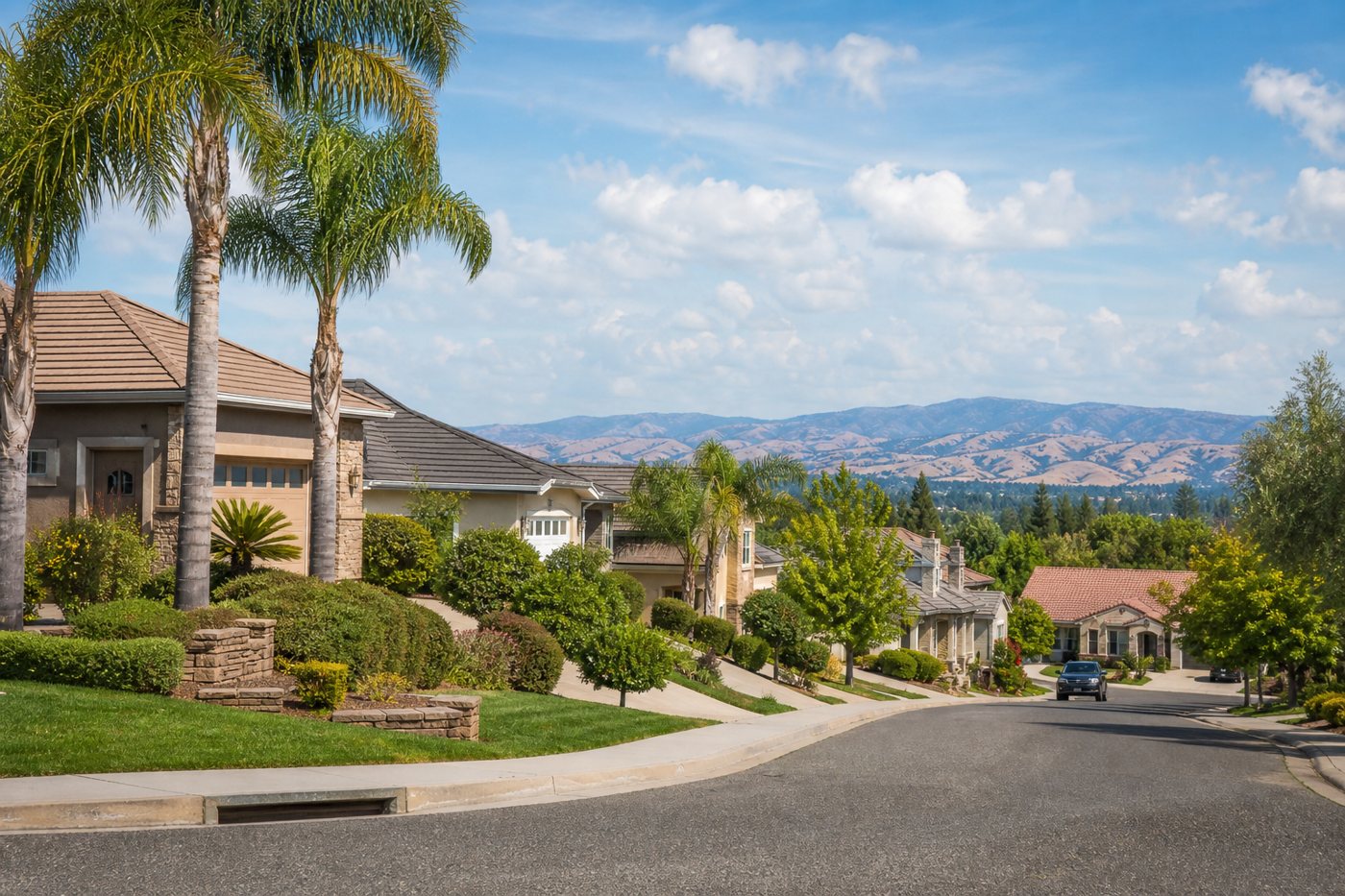 Suburban Roseville, California neighborhood, AI-generated concept imagery